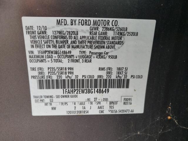 Photo 9 VIN: 1FAHP2EW3BG148649 - FORD TAURUS SEL 