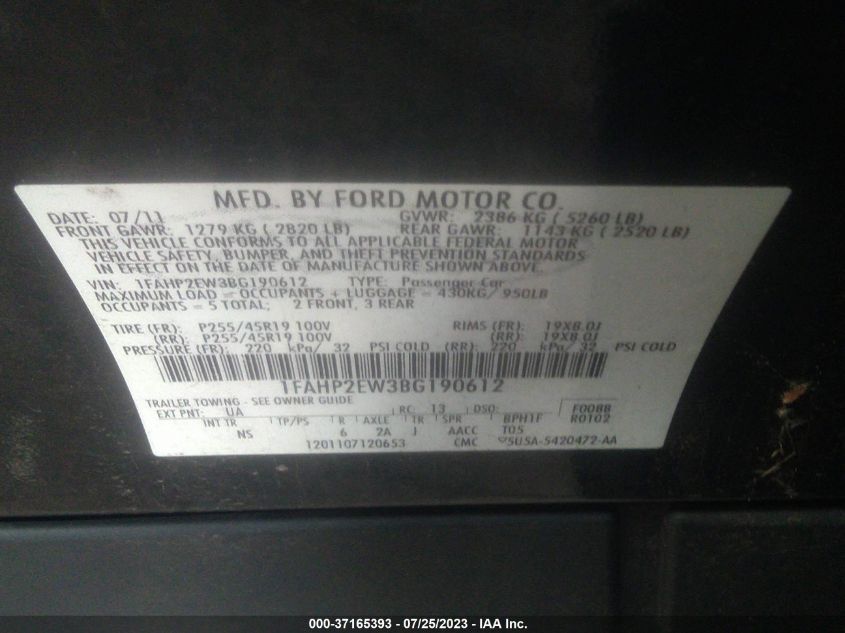 Photo 8 VIN: 1FAHP2EW3BG190612 - FORD TAURUS 