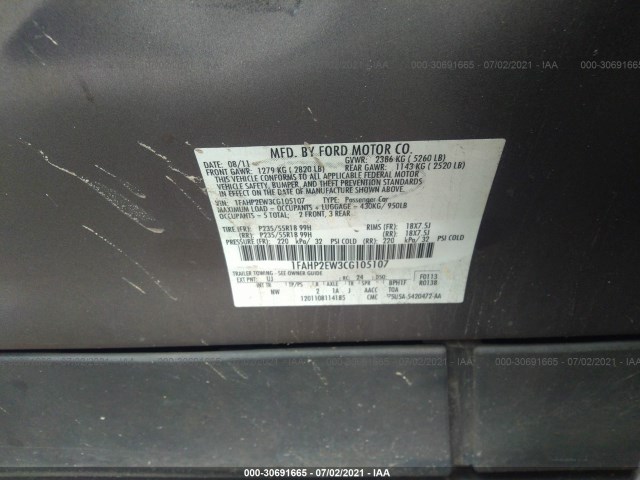 Photo 8 VIN: 1FAHP2EW3CG105107 - FORD TAURUS 