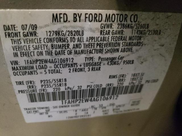 Photo 9 VIN: 1FAHP2EW4AG106912 - FORD TAURUS SEL 