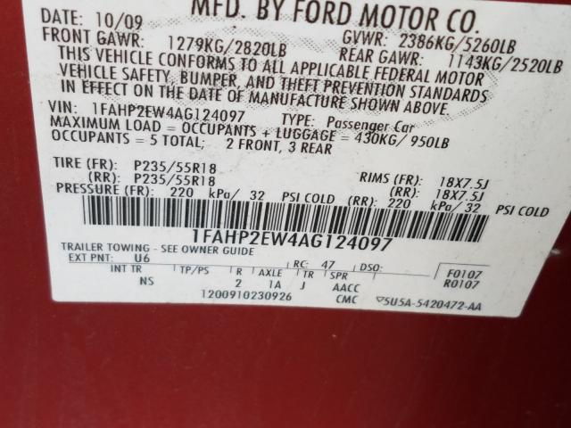 Photo 9 VIN: 1FAHP2EW4AG124097 - FORD TAURUS SEL 