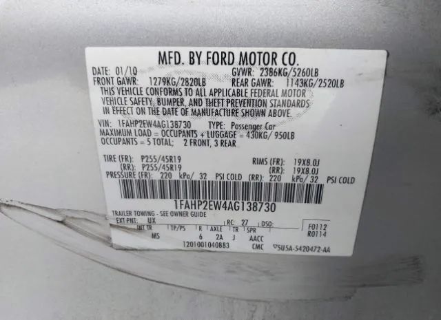 Photo 8 VIN: 1FAHP2EW4AG138730 - FORD TAURUS 