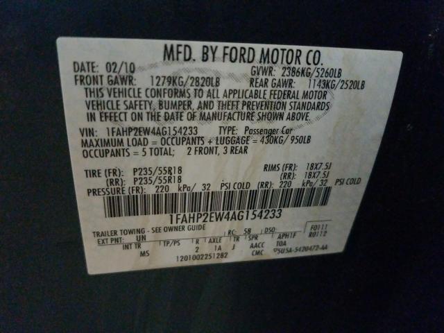 Photo 9 VIN: 1FAHP2EW4AG154233 - FORD TAURUS SEL 