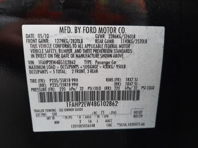 Photo 9 VIN: 1FAHP2EW4BG102862 - FORD TAURUS SEL 