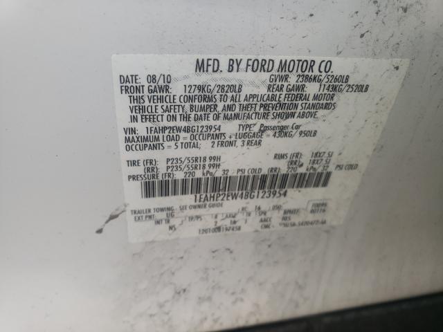 Photo 9 VIN: 1FAHP2EW4BG123954 - FORD TAURUS SEL 