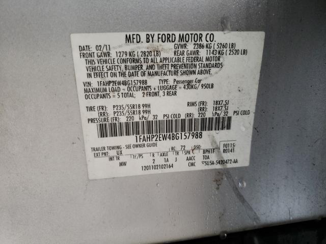 Photo 9 VIN: 1FAHP2EW4BG157988 - FORD TAURUS SEL 