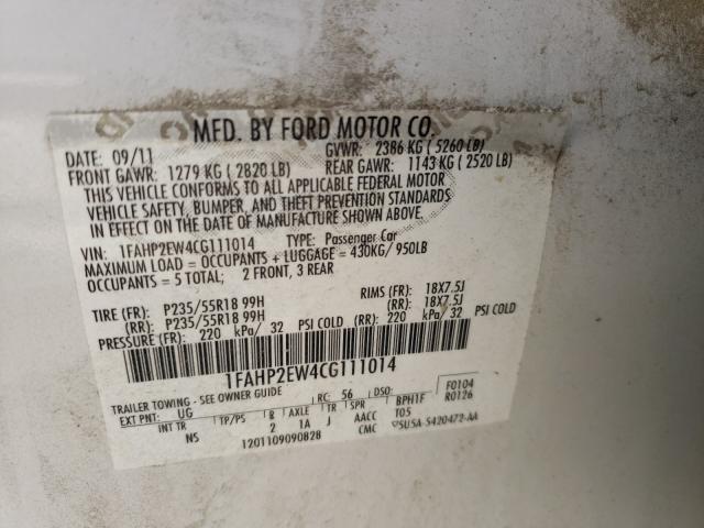 Photo 9 VIN: 1FAHP2EW4CG111014 - FORD TAURUS SEL 