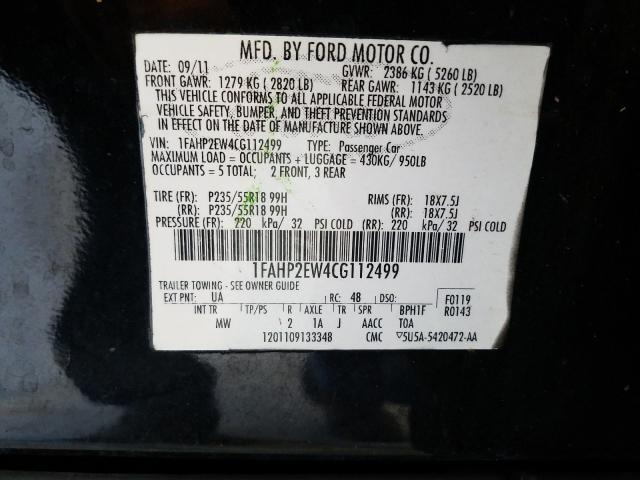 Photo 9 VIN: 1FAHP2EW4CG112499 - FORD TAURUS SEL 