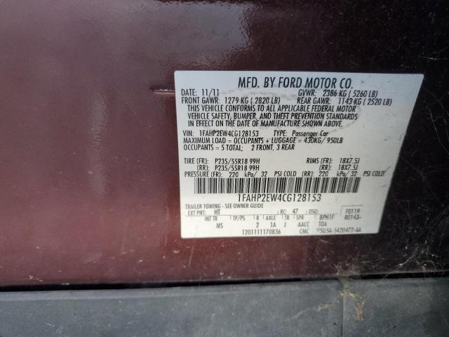 Photo 11 VIN: 1FAHP2EW4CG128153 - FORD TAURUS SEL 