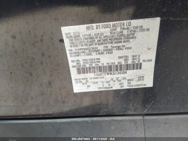 Photo 8 VIN: 1FAHP2EW4CG134504 - FORD TAURUS 