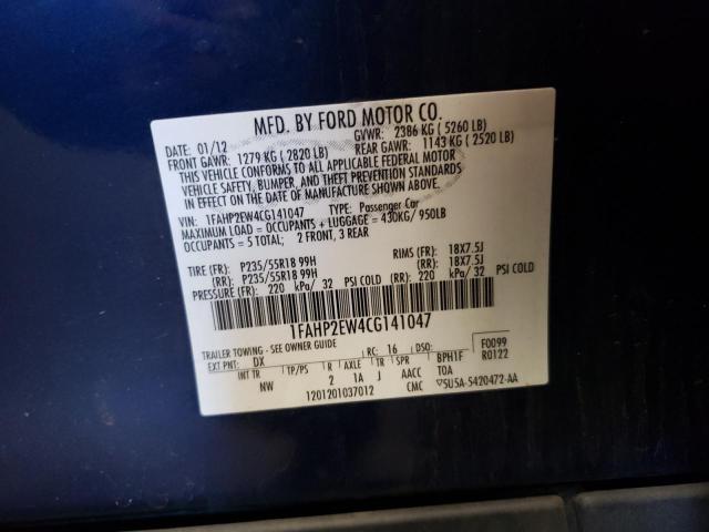 Photo 11 VIN: 1FAHP2EW4CG141047 - FORD TAURUS SEL 