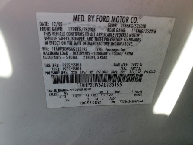 Photo 9 VIN: 1FAHP2EW5AG133195 - FORD TAURUS SEL 