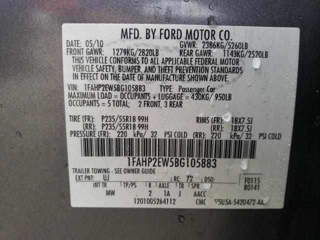 Photo 11 VIN: 1FAHP2EW5BG105883 - FORD TAURUS SEL 