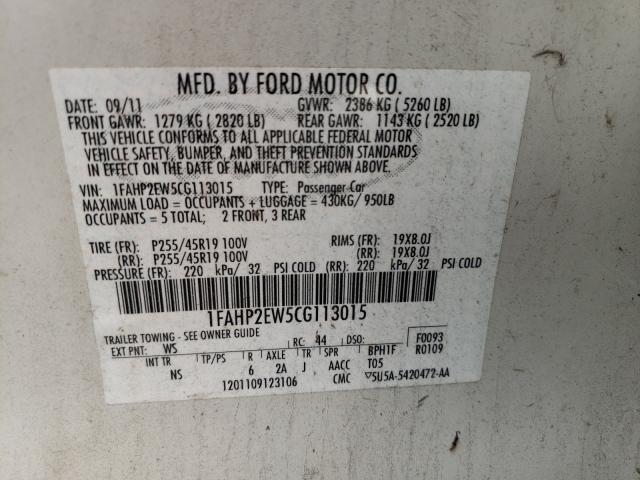 Photo 9 VIN: 1FAHP2EW5CG113015 - FORD TAURUS SEL 