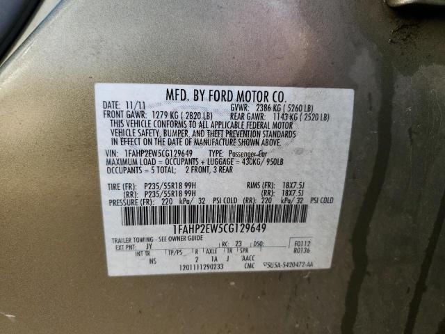 Photo 12 VIN: 1FAHP2EW5CG129649 - FORD TAURUS SEL 