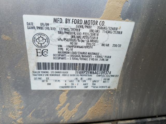 Photo 9 VIN: 1FAHP2EW6AG109374 - FORD TAURUS SEL 