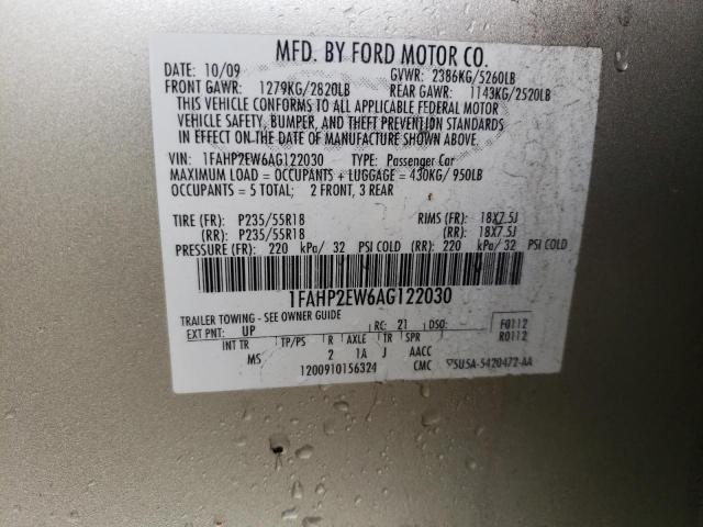 Photo 9 VIN: 1FAHP2EW6AG122030 - FORD TAURUS SEL 