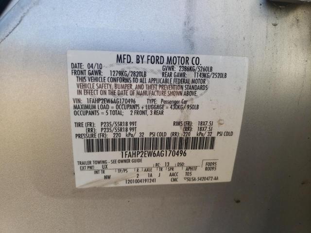 Photo 11 VIN: 1FAHP2EW6AG170496 - FORD TAURUS SEL 