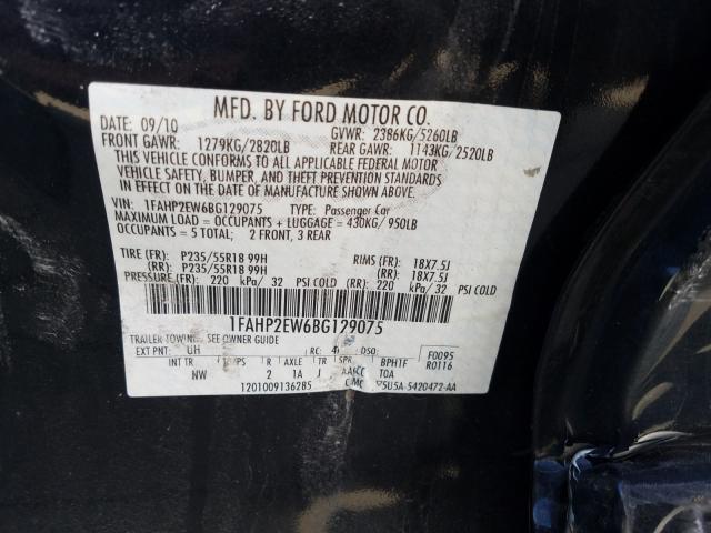 Photo 9 VIN: 1FAHP2EW6BG129075 - FORD TAURUS SEL 