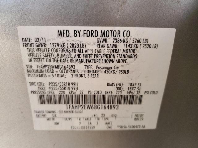 Photo 9 VIN: 1FAHP2EW6BG164893 - FORD TAURUS SEL 