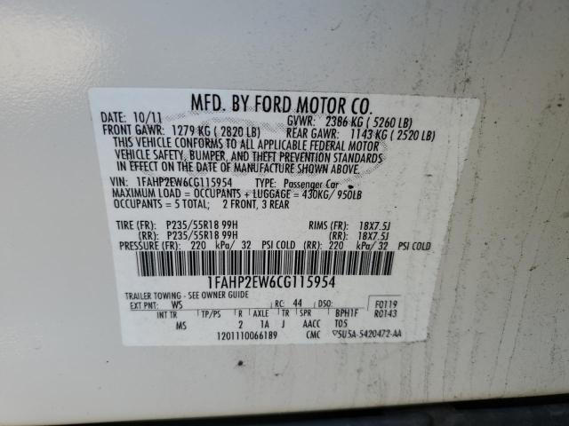 Photo 11 VIN: 1FAHP2EW6CG115954 - FORD TAURUS SEL 