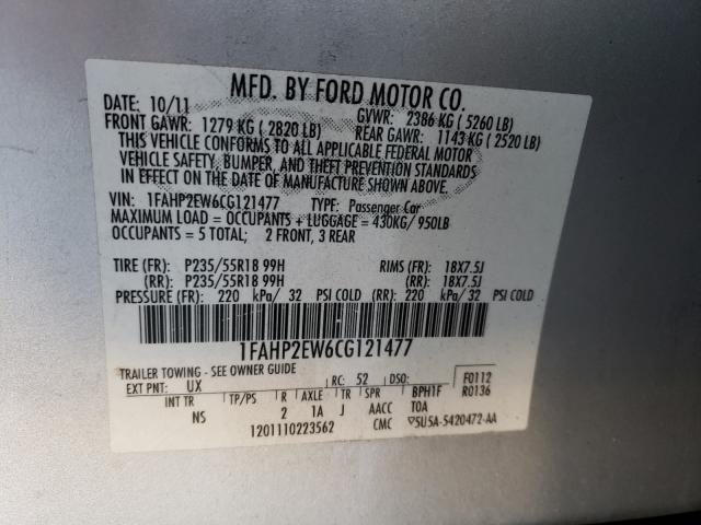 Photo 9 VIN: 1FAHP2EW6CG121477 - FORD TAURUS SEL 