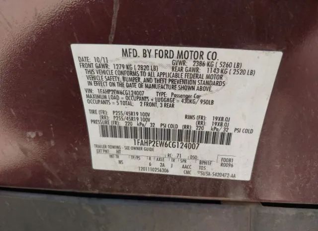 Photo 8 VIN: 1FAHP2EW6CG124007 - FORD TAURUS 