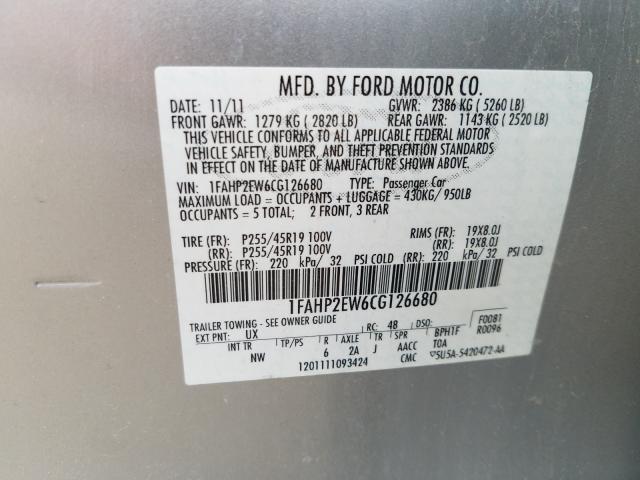 Photo 9 VIN: 1FAHP2EW6CG126680 - FORD TAURUS SEL 