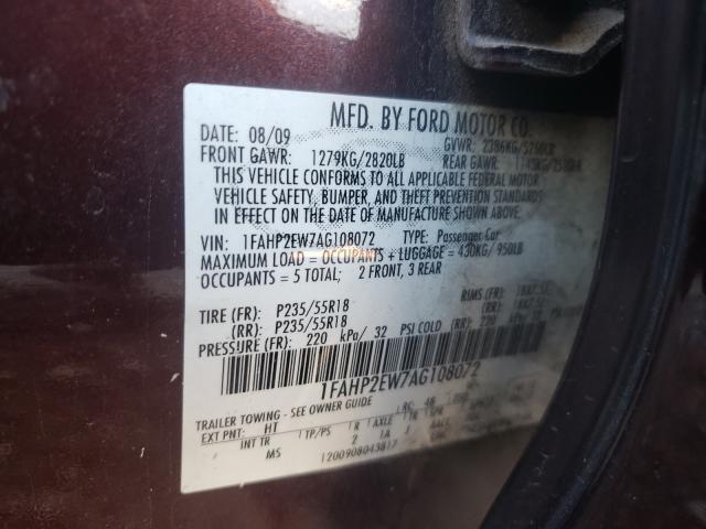 Photo 9 VIN: 1FAHP2EW7AG108072 - FORD TAURUS SEL 