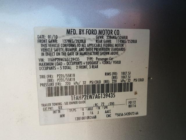 Photo 9 VIN: 1FAHP2EW7AG139435 - FORD TAURUS SEL 