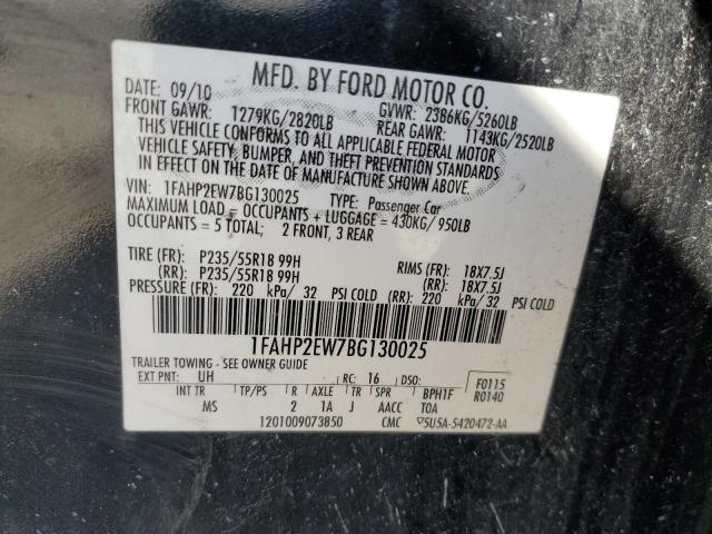 Photo 11 VIN: 1FAHP2EW7BG130025 - FORD TAURUS SEL 