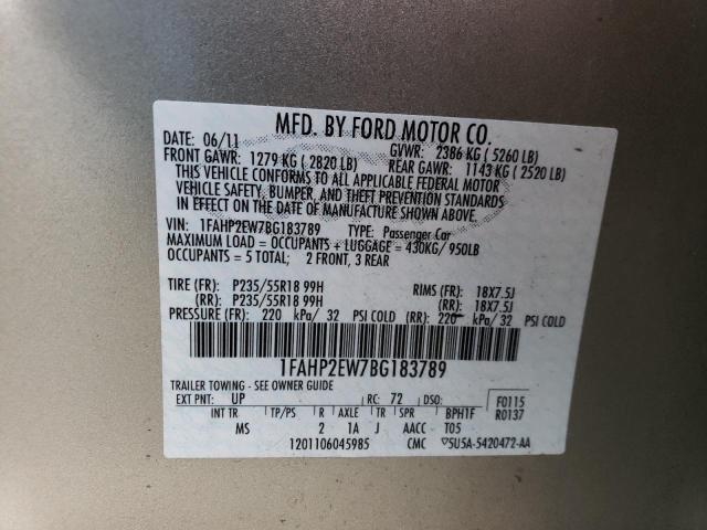 Photo 11 VIN: 1FAHP2EW7BG183789 - FORD TAURUS SEL 