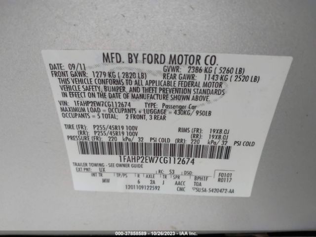 Photo 8 VIN: 1FAHP2EW7CG112674 - FORD TAURUS 