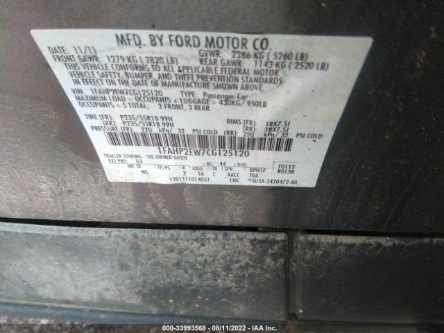 Photo 8 VIN: 1FAHP2EW7CG125120 - FORD TAURUS 