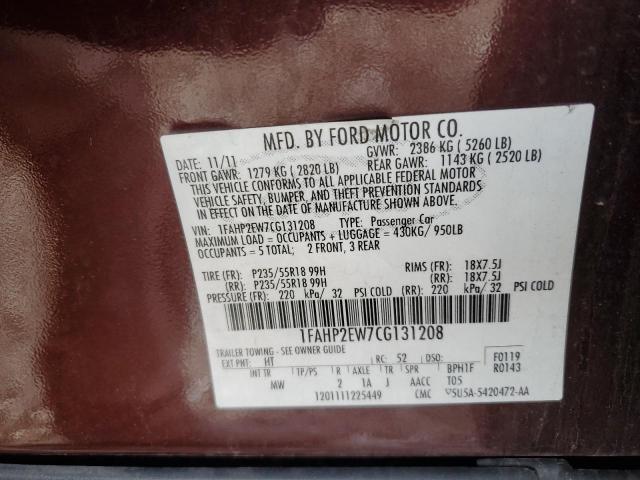 Photo 11 VIN: 1FAHP2EW7CG131208 - FORD TAURUS SEL 