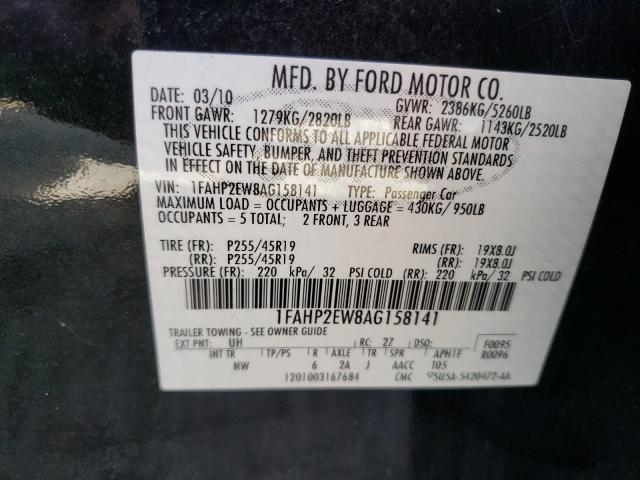 Photo 9 VIN: 1FAHP2EW8AG158141 - FORD TAURUS SEL 