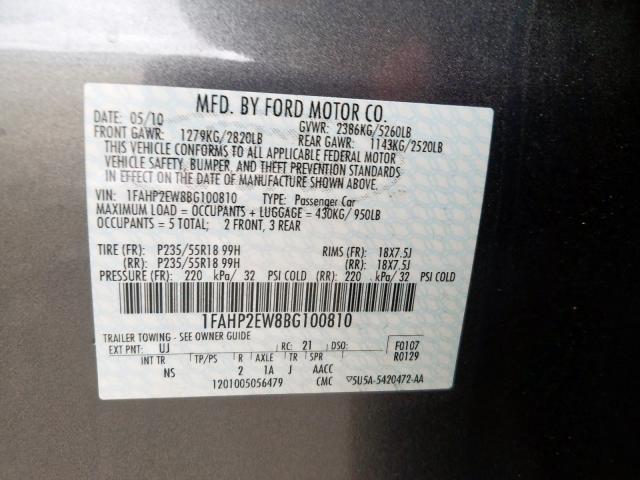 Photo 9 VIN: 1FAHP2EW8BG100810 - FORD TAURUS SEL 