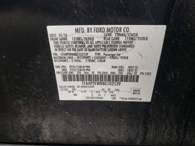 Photo 9 VIN: 1FAHP2EW8BG102539 - FORD TAURUS SEL 