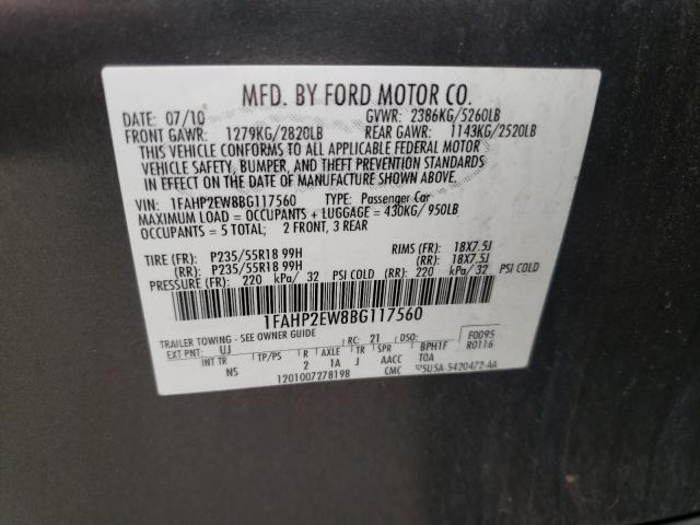 Photo 9 VIN: 1FAHP2EW8BG117560 - FORD TAURUS SEL 