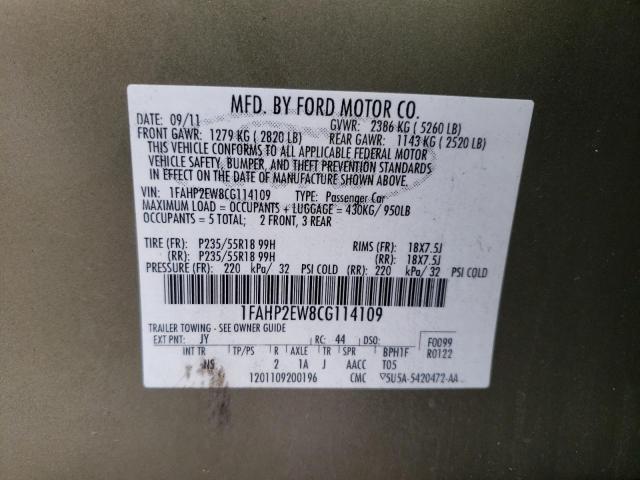 Photo 9 VIN: 1FAHP2EW8CG114109 - FORD TAURUS SEL 