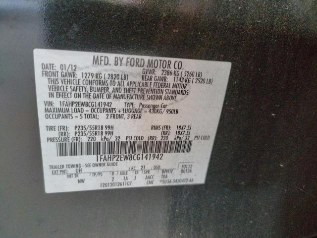 Photo 9 VIN: 1FAHP2EW8CG141942 - FORD TAURUS SEL 