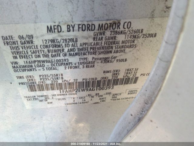 Photo 8 VIN: 1FAHP2EW9AG100393 - FORD TAURUS 