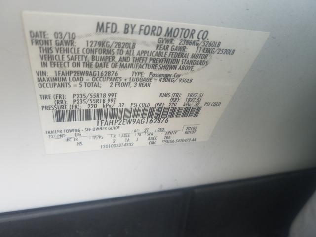 Photo 9 VIN: 1FAHP2EW9AG162876 - FORD TAURUS SEL 