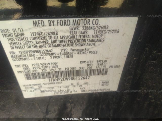 Photo 8 VIN: 1FAHP2EW9BG152642 - FORD TAURUS 