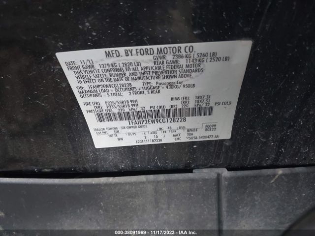 Photo 8 VIN: 1FAHP2EW9CG128228 - FORD TAURUS 