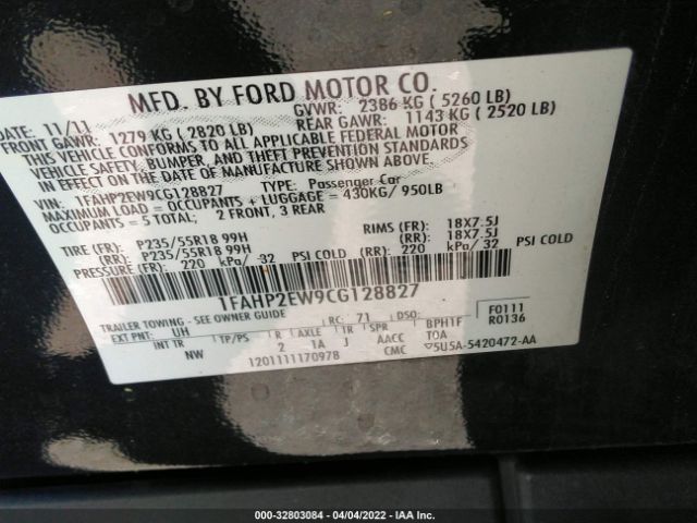 Photo 8 VIN: 1FAHP2EW9CG128827 - FORD TAURUS 