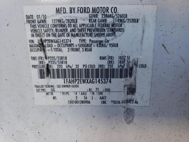 Photo 9 VIN: 1FAHP2EWXAG145374 - FORD TAURUS SEL 