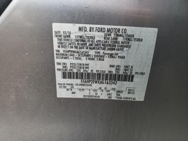 Photo 9 VIN: 1FAHP2EWXAG163342 - FORD TAURUS SEL 