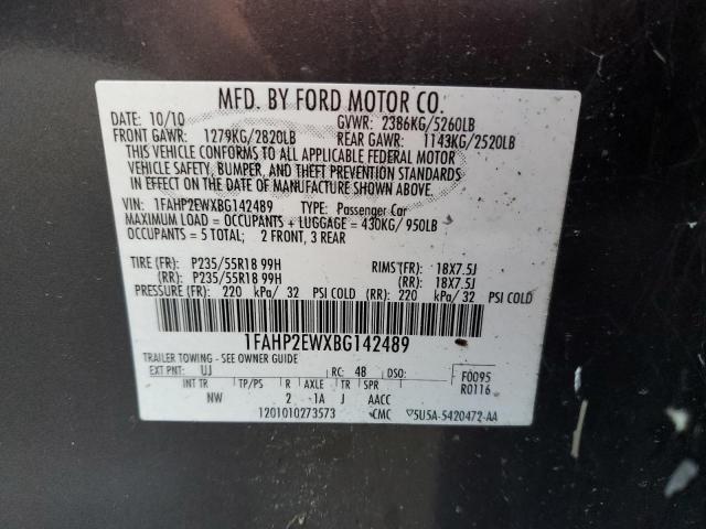 Photo 11 VIN: 1FAHP2EWXBG142489 - FORD TAURUS 