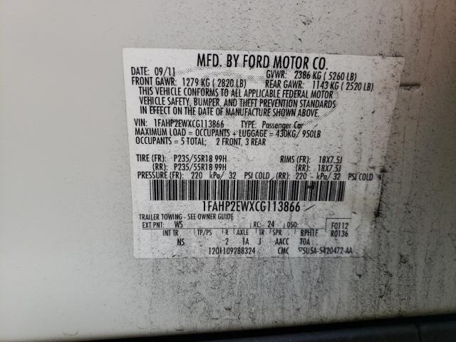 Photo 9 VIN: 1FAHP2EWXCG113866 - FORD TAURUS SEL 